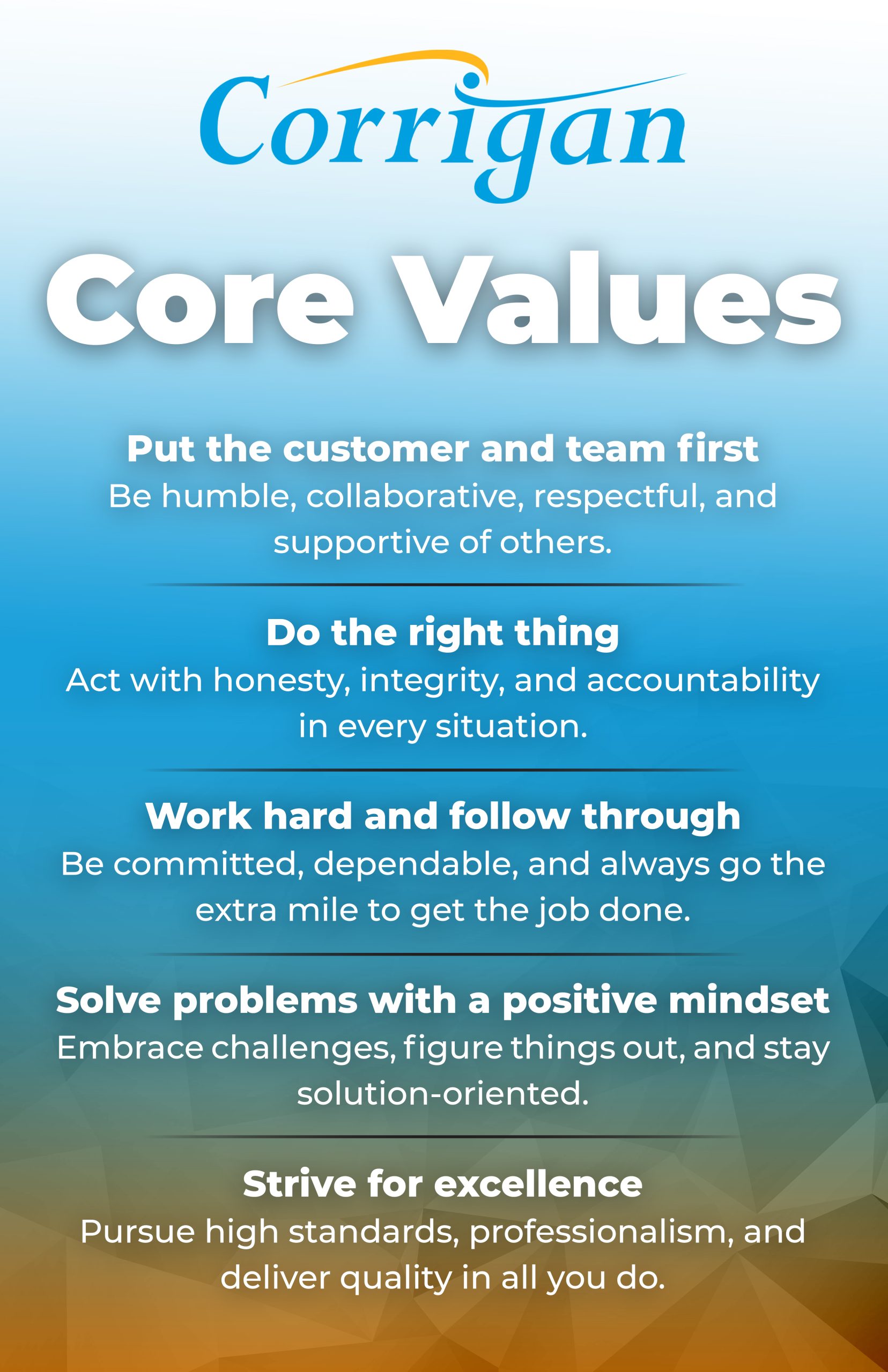 corrigan core values